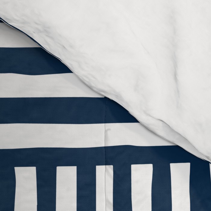 White Lines Navy Minimalist Stylish Design Comforter Gallery Image 4
