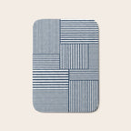 White Lines Navy Minimalist Stylish Design Bath Mat Gallery Image 1