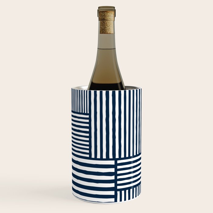 White Lines Navy Minimalist Stylish Design Wine Chiller Gallery Image 1