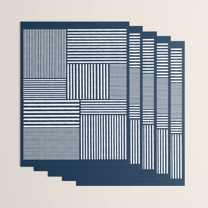 White Lines Navy Minimalist Stylish Design Wrapping Paper Gallery Image 3
