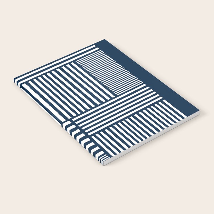 White Lines Navy Minimalist Stylish Design Notebook Gallery Image 1