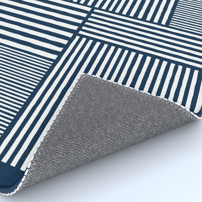 White Lines Navy Minimalist Stylish Design Rug Gallery Image 4