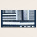 White Lines Navy Minimalist Stylish Design Desk Mat Gallery Image 3