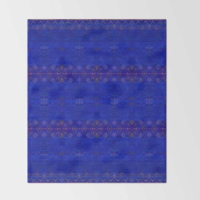-A5- Royal Calm Blue Bohemian Moroccan Artwork. Throw Blanket Gallery Image 2