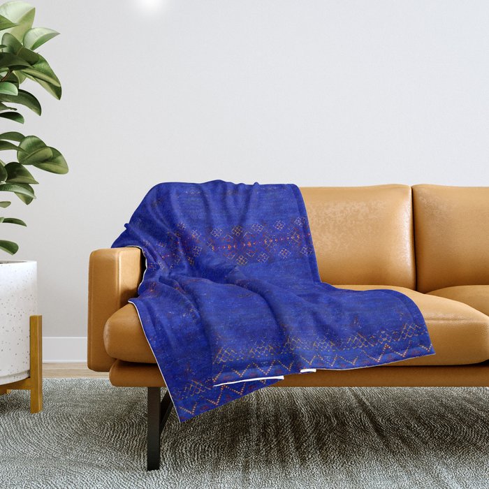 -A5- Royal Calm Blue Bohemian Moroccan Artwork. Throw Blanket Gallery Image 1