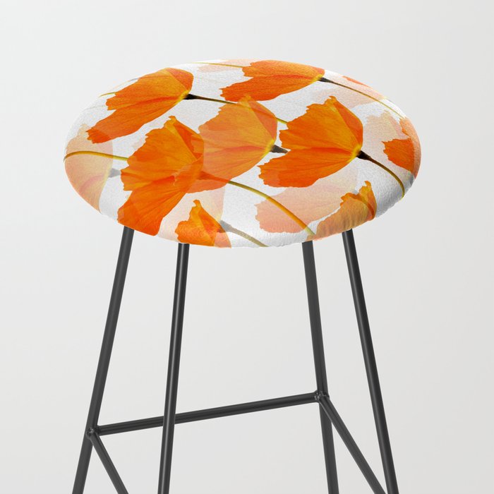 Orange Poppies On A White Background #decor #society6 #buyart Stool Gallery Image 2