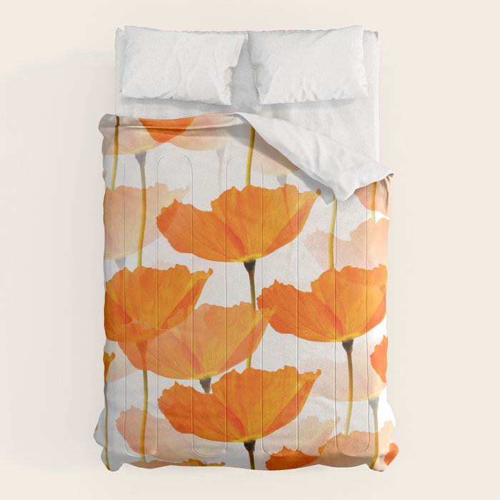 Orange Poppies On A White Background #decor #society6 #buyart Comforter Gallery Image 6