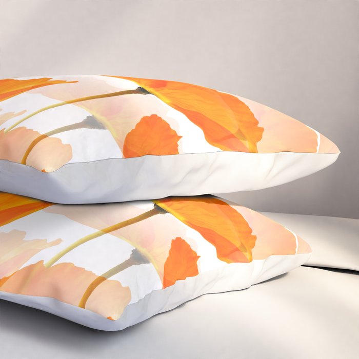 Orange Poppies On A White Background #decor #society6 #buyart Pillow Sham Gallery Image 3