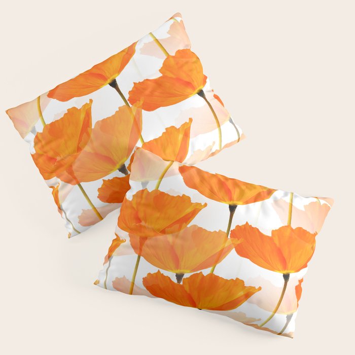 Orange Poppies On A White Background #decor #society6 #buyart Pillow Sham Gallery Image 3