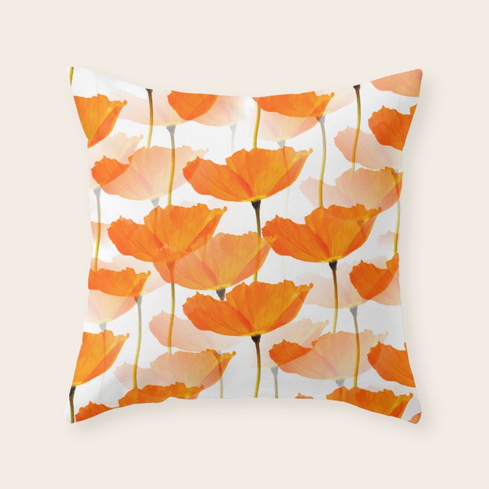 Orange Poppies On A White Background #decor #society6 #buyart Throw Pillow Gallery Image 1
