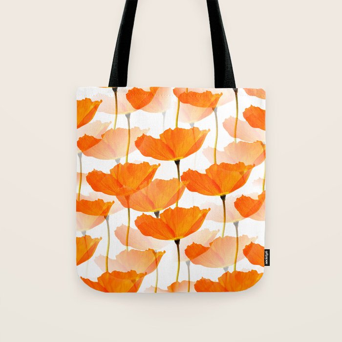 Orange Poppies On A White Background #decor #society6 #buyart Tote Bag Gallery Image 1