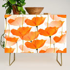 Orange Poppies On A White Background #decor #society6 #buyart Credenza Gallery Image 1