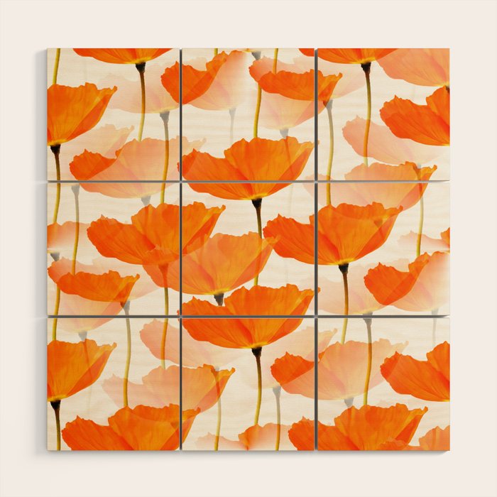 Orange Poppies On A White Background #decor #society6 #buyart Wood Wall Art Gallery Image 1