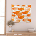 Orange Poppies On A White Background #decor #society6 #buyart Wall Tapestry Gallery Image 2