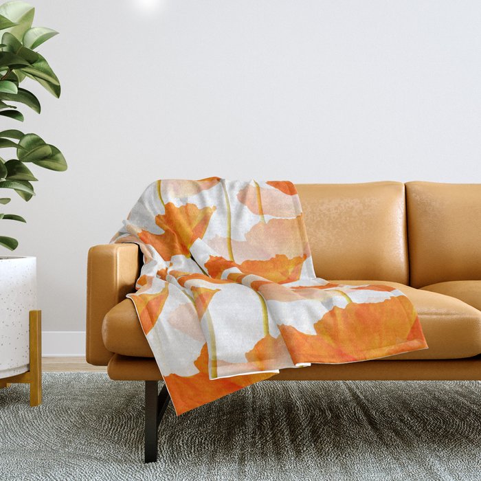 Orange Poppies On A White Background #decor #society6 #buyart Throw Blanket Gallery Image 1
