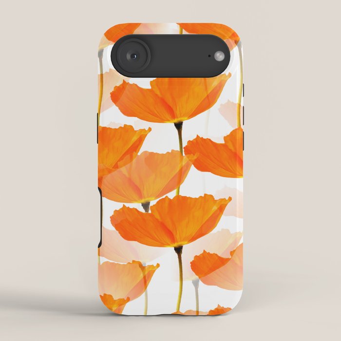 Orange Poppies On A White Background #decor #society6 #buyart iPhone Case Gallery Image 2