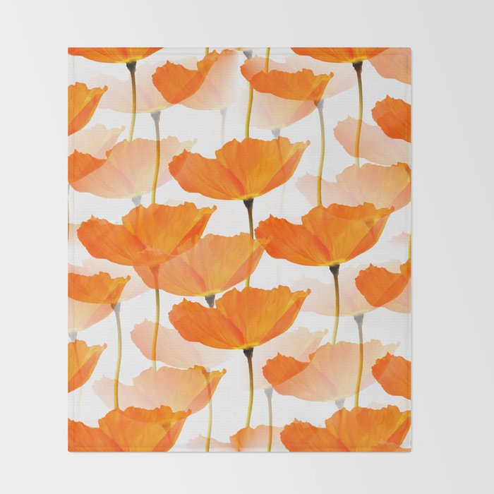 Orange Poppies On A White Background #decor #society6 #buyart Throw Blanket Gallery Image 2