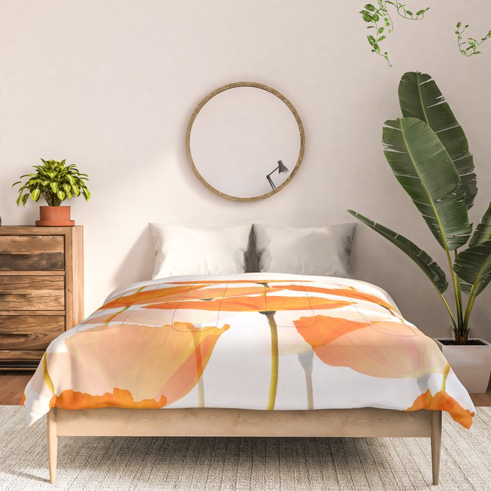 Orange Poppies On A White Background #decor #society6 #buyart Comforter Gallery Image 3
