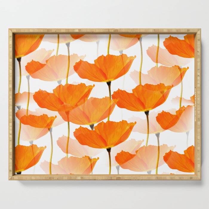 Orange Poppies On A White Background #decor #society6 #buyart Serving Tray Gallery Image 1
