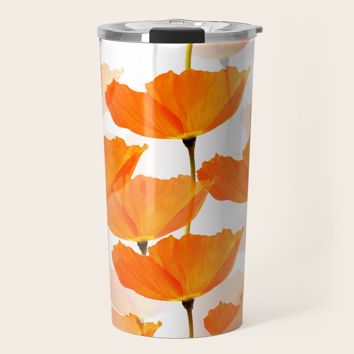 Orange Poppies On A White Background #decor #society6 #buyart Travel Mug Gallery Image 1