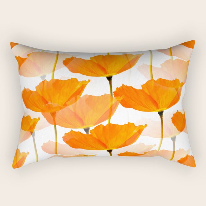 Orange Poppies On A White Background #decor #society6 #buyart Rectangular Pillow Gallery Image 1