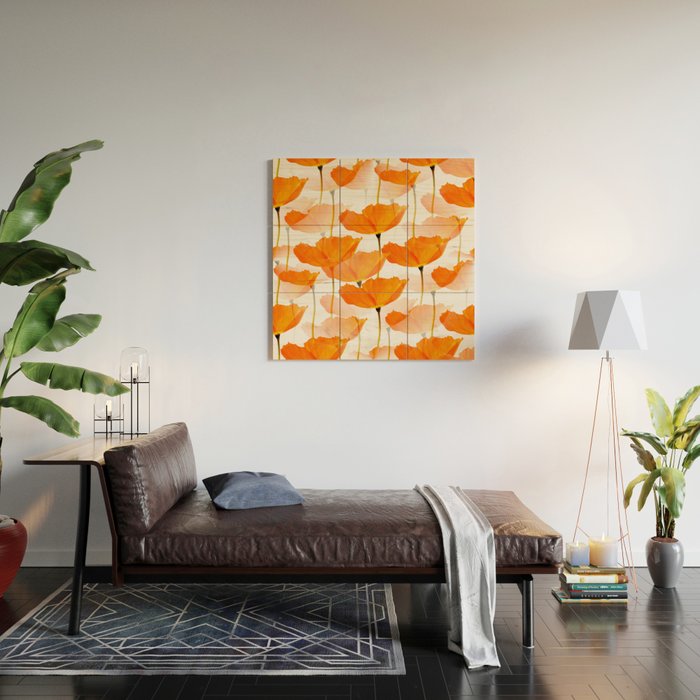 Orange Poppies On A White Background #decor #society6 #buyart Wood Wall Art Gallery Image 2