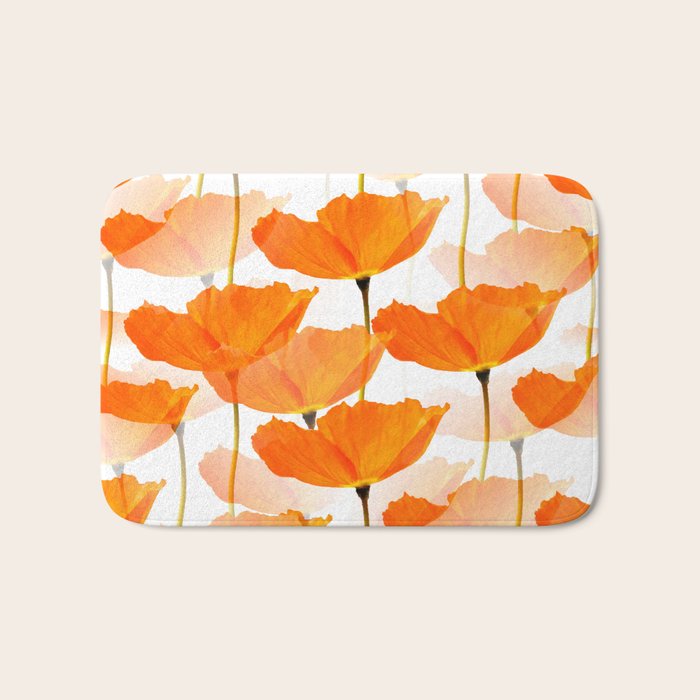 Orange Poppies On A White Background #decor #society6 #buyart Bath Mat Gallery Image 1