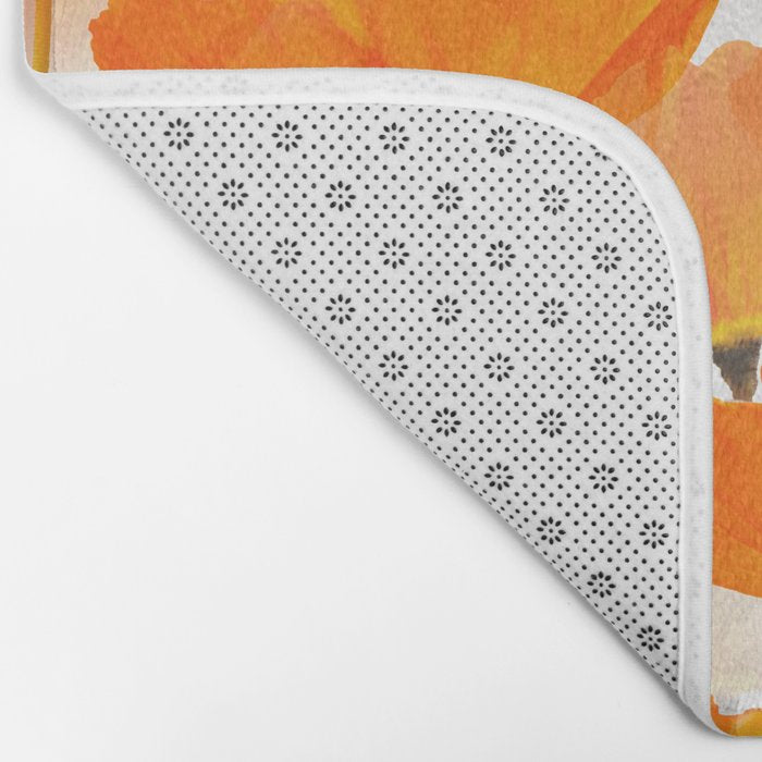 Orange Poppies On A White Background #decor #society6 #buyart Bath Mat Gallery Image 2
