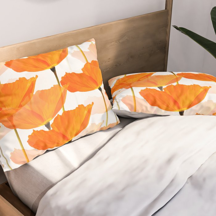 Orange Poppies On A White Background #decor #society6 #buyart Pillow Sham Gallery Image 2