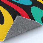 Wavy Loops Retro 80s Colorful Abstract Pattern on Black Rug Gallery Image 4