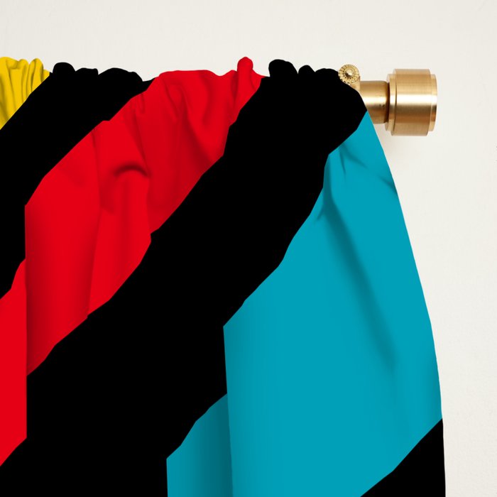 Wavy Loops Retro 80s Colorful Abstract Pattern on Black Window Curtain Gallery Image 2