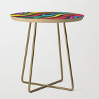 Wavy Loops Retro 80s Colorful Abstract Pattern on Black Side Table Gallery Image 1