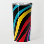 Wavy Loops Retro 80s Colorful Abstract Pattern on Black Travel Mug Gallery Image 2