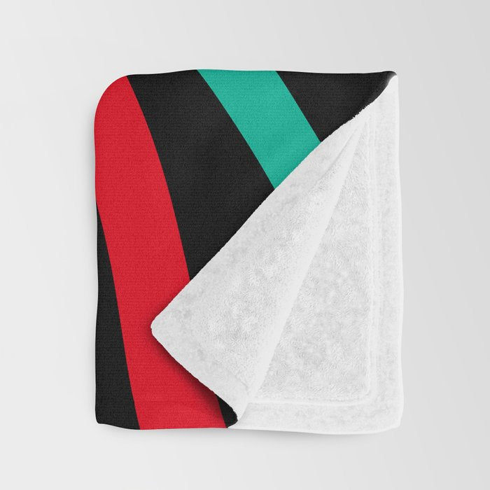 Wavy Loops Retro 80s Colorful Abstract Pattern on Black Throw Blanket Gallery Image 3