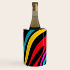 Wavy Loops Retro 80s Colorful Abstract Pattern on Black Wine Chiller Gallery Image 3