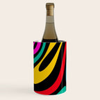 Wavy Loops Retro 80s Colorful Abstract Pattern on Black Wine Chiller Gallery Image 2