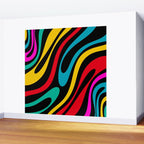 Wavy Loops Retro 80s Colorful Abstract Pattern on Black Wall Mural Gallery Image 2