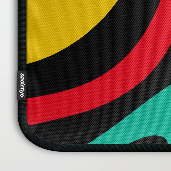 Wavy Loops Retro 80s Colorful Abstract Pattern on Black Laptop Sleeve Gallery Image 3
