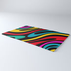 Wavy Loops Retro 80s Colorful Abstract Pattern on Black Rug Gallery Image 3