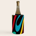 Wavy Loops Retro 80s Colorful Abstract Pattern on Black Wine Chiller Gallery Image 1