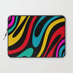 Wavy Loops Retro 80s Colorful Abstract Pattern on Black Laptop Sleeve Gallery Image 1