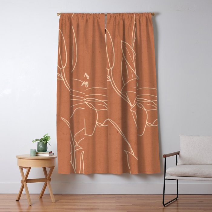  Lily Flower Line Drawing 2 Window Curtain Gallery Image 5