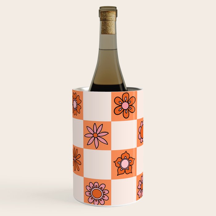 Fall Flower Checkered Print in Peach Wine Chiller Gallery Image 2