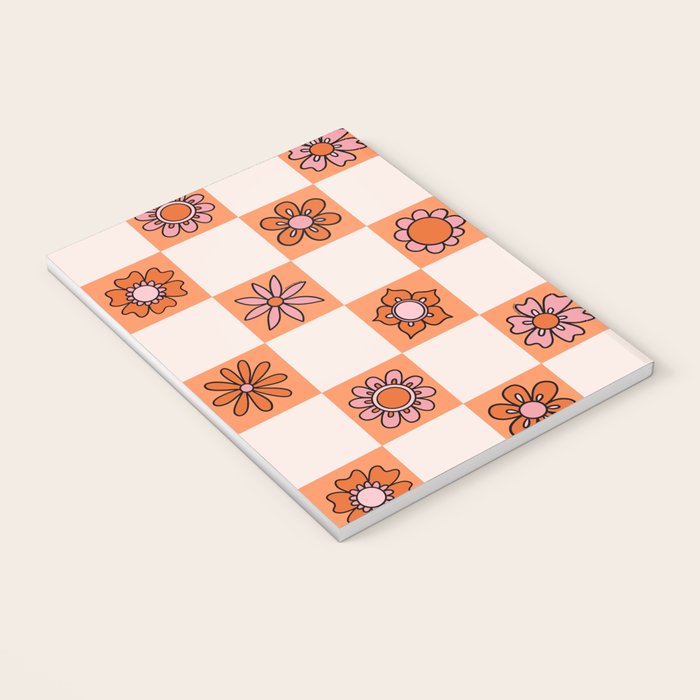 Fall Flower Checkered Print in Peach Notebook Gallery Image 3