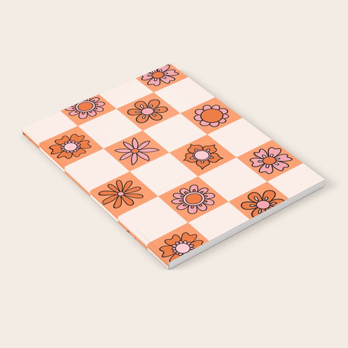 Fall Flower Checkered Print in Peach Notebook Gallery Image 2