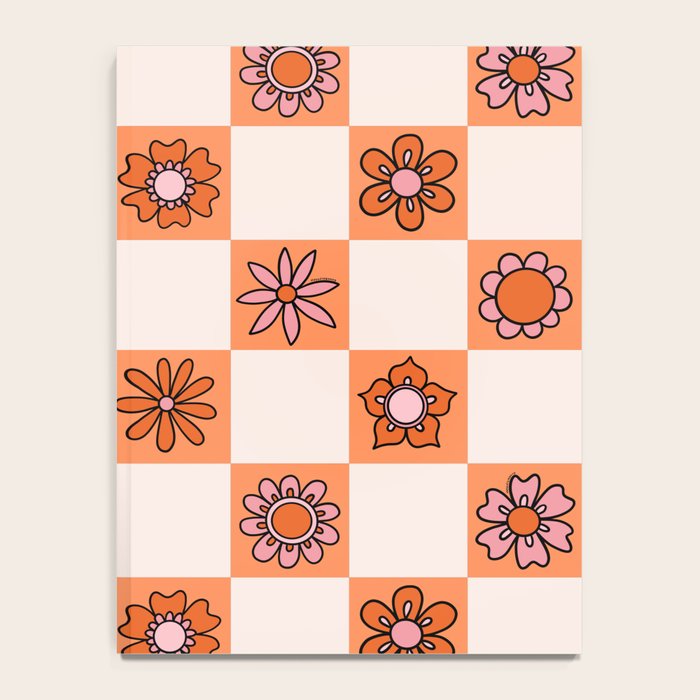 Fall Flower Checkered Print in Peach Notebook Gallery Image 4