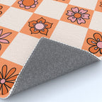 Fall Flower Checkered Print in Peach Rug Gallery Image 4