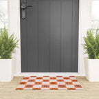 Fall Flower Checkered Print in Peach Welcome Mat Gallery Image 3