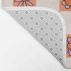 Fall Flower Checkered Print in Peach Bath Mat Gallery Image 2