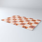 Fall Flower Checkered Print in Peach Rug Gallery Image 3